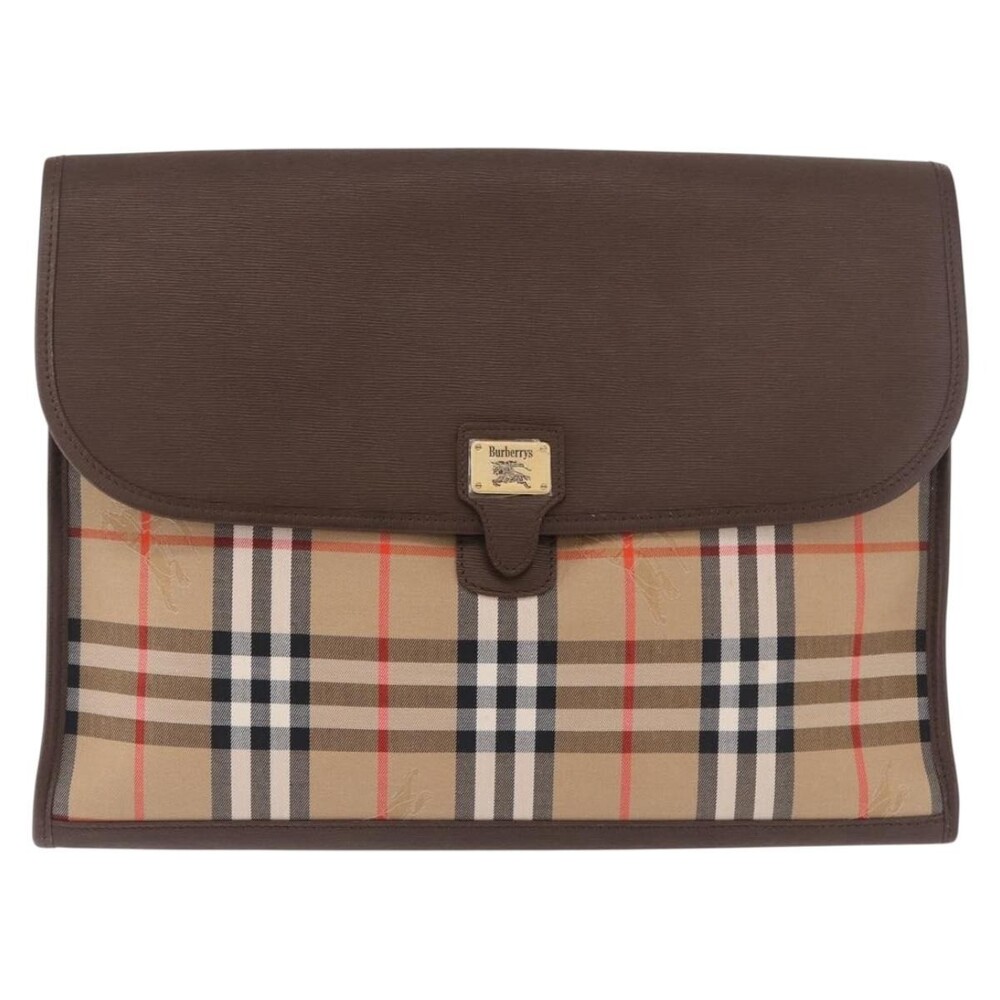 Burberry Nova Check Canvas Clutch Beige